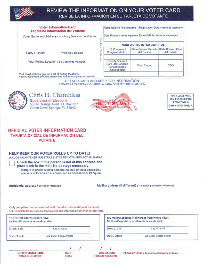 Voter Information Combo Card