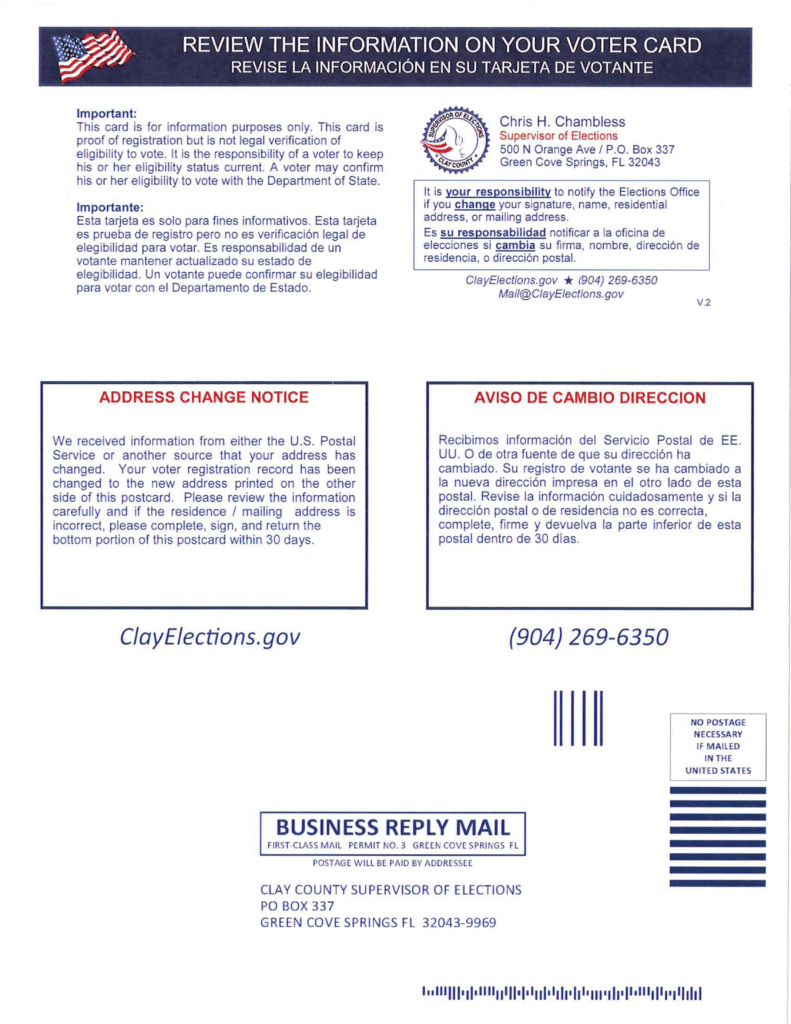 Voter Info Combo Card